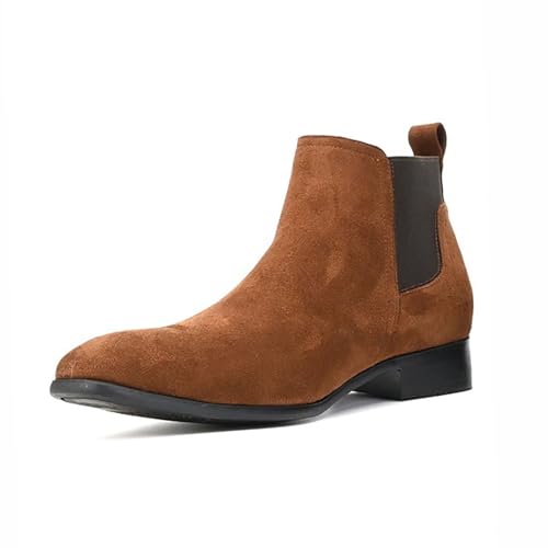 Herren Chelsea Boots PU/Wildleder Leder Casual Chukka Ankle Boots Klassisch Elastisch Kleid Stiefel Für Männer,Brown 2,43 EU von Generic