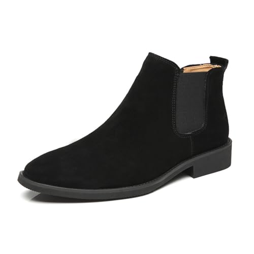 Herren Chelsea Stiefel Casual Komfortable Slip-On Kleid Männer Ankle Fashion Boot Wildleder Stiefel Für Männer,Schwarz,43 EU von Generic