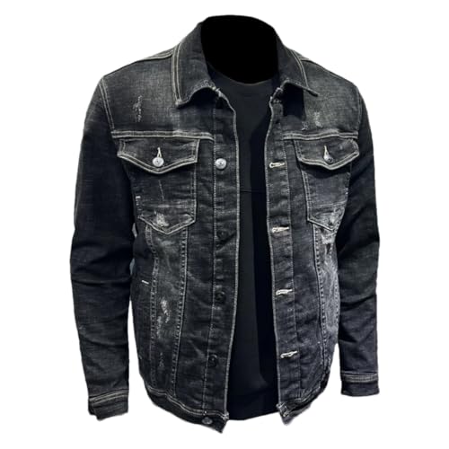 Herren Cord Baseballjacke Denim Oberteil Retro Baseballkragen Bestickte Jeansjacke Schmal Black simplicity L Herren Cord Baseballjacke Denim Oberteil Retro Baseballkragen Bestickte Jeansjacke Schmal Black simplicity L von Generic