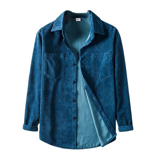 Herren Cordhemd Langarm Casual Button Down Jacken Shirts Gerippte Top Bluse, 1811a-r7 Dark En8, L von Generic