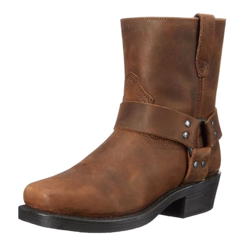Herren Cowboystiefel Mit Reißverschluss An Der Seite Westernstiefel Square Toe Land Arbeit Motorradstiefel,Braun,45.5 EU von Generic