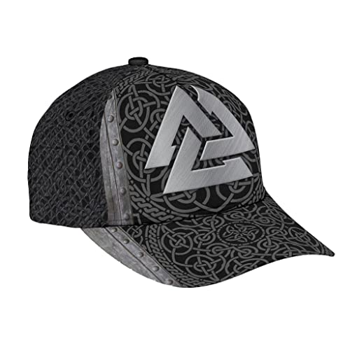 Herren Damen Baseball Kappe Mütze Wikinger Metallmuster Schwarz Baseballkappe Mode Baseball Cap Leicht Angeln Hüte Für Sport Kletter Wander von Generic