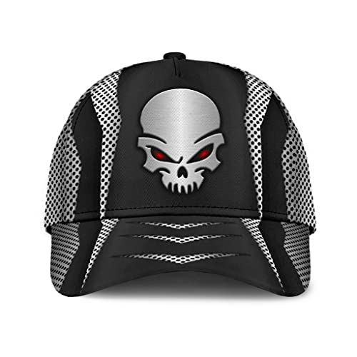 Herren Damen Baseballkappe Hip-Hop-Hut Mode Hysteresenkappe Leicht Basecap Für Sport Wander Draussen Golf Totenkopf Silber Punkt Metall von Generic