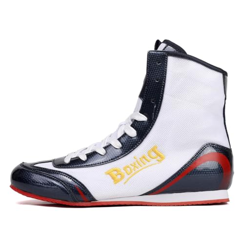 Herren Damen Boxtrainer, rutschfeste Bequeme Kampfsportschuhe Leichte Mode Kampf Wettkampf Turnschuhe,Blau,46 EU von Generic