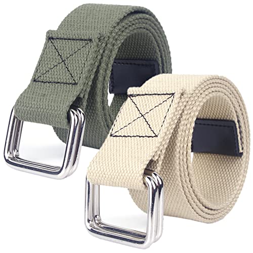 Herren Damen Canvas Gürtel mit doppeltem D-Ring, strapazierfähig, verstellbar, lässig, extra lang, 2er-Pack von Generic