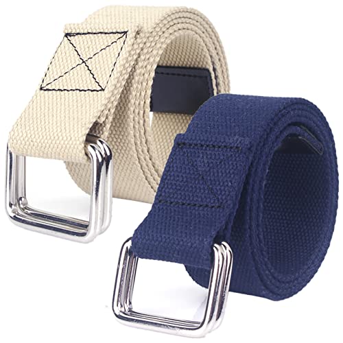 Herren Damen Canvas Gürtel mit doppeltem D-Ring, strapazierfähig, verstellbar, lässig, extra lang, 2er-Pack von Generic