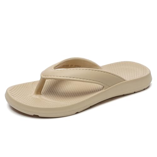 Herren Damen EVA Flip Flops Leichtgewichtige Rutschfeste Outwear Strandrutschen Schock Absorption Bogen Unterstützung Komfort Hausschuhe Pool Badezimmer Khaki 42/43 EU von Generic