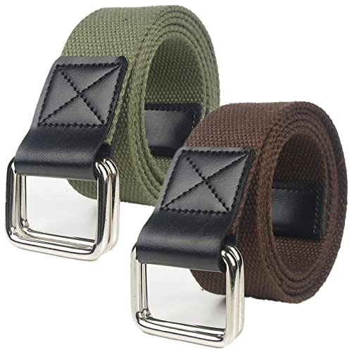 Herren Damen Gürtel aus Segeltuch mit doppeltem D-Ring, 1 1/2" breit, strapazierfähig, verstellbar, lässig, extra lang, 2er-Pack von Generic