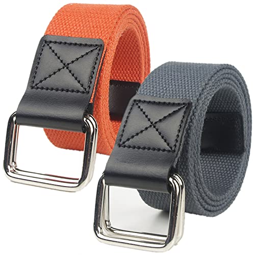 Herren Damen Gürtel aus Segeltuch mit doppeltem D-Ring, 1 1/2" breit, strapazierfähig, verstellbar, lässig, extra lang, 2er-Pack Herren Damen Gürtel aus Segeltuch mit doppeltem D-Ring, 1 1/2" breit, strapazierfähig, verstellbar, lässig, extra lang, 2er-Pack von Generic