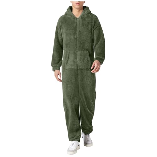 Herren Damen Jumpsuit Teddy Fleece Einteiler Overall Anzug Flauschig Schlafanzug Winter Warm Onesie Plüsch Kuschelig Overall Hausanzug Lang Schlafoverall Weich Pyjama Schlafanzug mit Kapuze von Generic