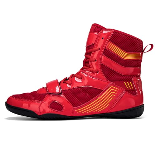 Herren Damen Leder Wrestling Stiefel, Leichte Boxer Taekwondo Fitness Turnschuhe für Boxen, Training, Athletik,Rot,42 EU Herren Damen Leder Wrestling Stiefel, Leichte Boxer Taekwondo Fitness Turnschuhe für Boxen, Training, Athletik,Rot,42 EU von Generic