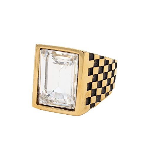 Herren Damen Schachbrett Edelstein Ringe Edelstahl Quadrat Diamant Vintage Schmuck Herren Damen Schachbrett Edelstein Ringe Edelstahl Quadrat Diamant Vintage Schmuck von Generic