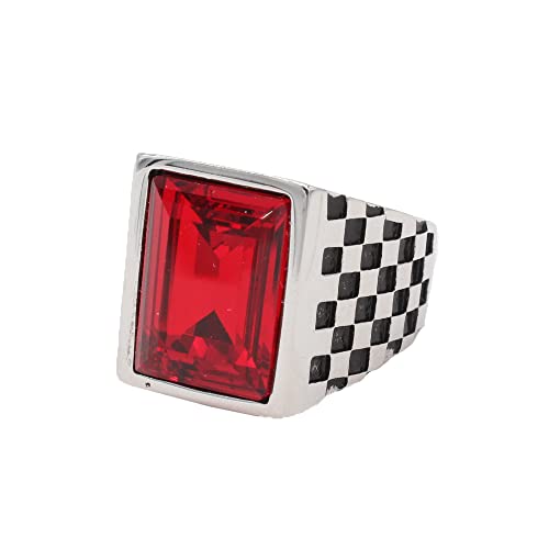 Herren Damen Schachbrett Edelstein Ringe Edelstahl Quadrat Diamant Vintage Schmuck von Generic