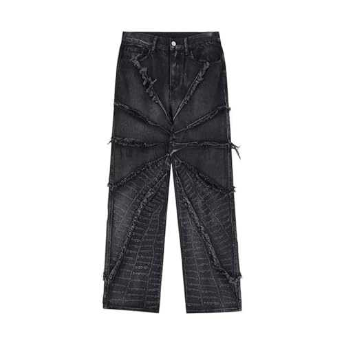 Herren Damen Vintage Jeans Hip Hop Jeans Baggy Spider Web Raw Edge Jeans Straight Leg Gewaschen Jeanshose Casual Harajuku Denim Hosen Teenager Mädchen Jungen Weite Skateboard Hose Streetwear Herren Damen Vintage Jeans Hip Hop Jeans Baggy Spider Web Raw Edge Jeans Straight Leg Gewaschen Jeanshose Casual Harajuku Denim Hosen Teenager Mädchen Jungen Weite Skateboard Hose Streetwear von Generic