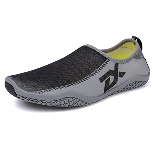 Herren Damen Wasserschuhe, Strand-Poolschuhe, schnell trocknend, rutschfest, Sport-Überschuhe, Socken für Schwimmen, Wassersport, Grau und Schwarz, 52 von Generic