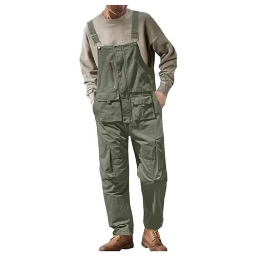 Herren Denim Latzhose Overalls Herren Jeans Latzanzug Loose Fit Cargo Workwear Strampler Overalls Männer Denim-Hosen Lässige Retro Combat Cargo Latzhose Latzhose Jeans von Generic