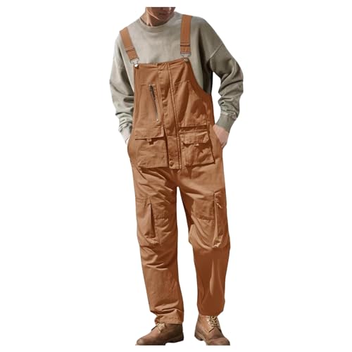 Herren Denim Latzhose Overalls Herren Jeans Latzanzug Loose Fit Cargo Workwear Strampler Overalls Männer Denim-Hosen Lässige Retro Combat Cargo Latzhose Latzhose Jeans von Generic
