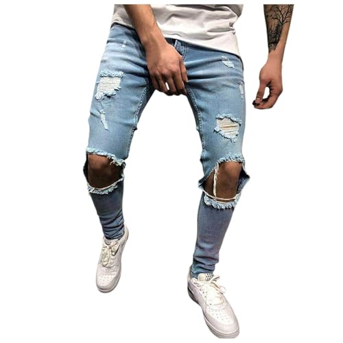 Herren Destroyed Stretch Jeans Coole Casual Jeans Skinny Ripped Hose Mit Löchern Für Männer Slim Fit Reißverschluss Skinny Jeans Herren Destroyed Stretch Jeans Coole Casual Jeans Skinny Ripped Hose Mit Löchern Für Männer Slim Fit Reißverschluss Skinny Jeans von Generic