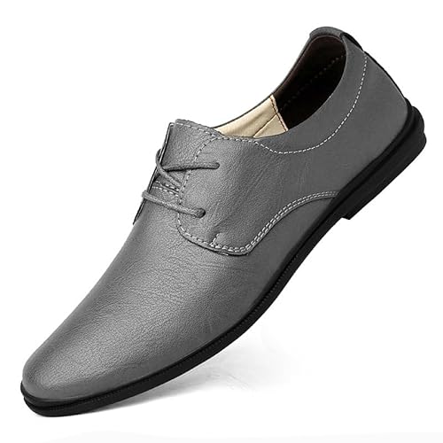Herren-Dress-Schnürschuhe Anzugschuhe for Herren, Schnürschuhe, runde Zehenpartie, veganes Leder, rutschfeste Derby-Schuhe, niedrige Spitze, Gummisohle, Blockabsatz, Business(Grey,43 EU) von Generic