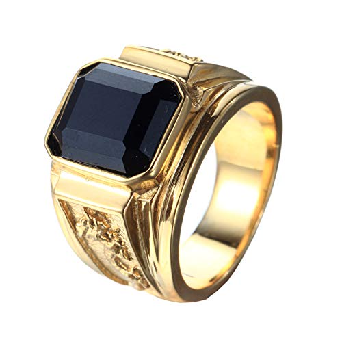 Herren Edelstahl Drachen Muster Einfache Quadratische Edelstein Ringe Band Herren Edelstahl Drachen Muster Einfache Quadratische Edelstein Ringe Band von Generic