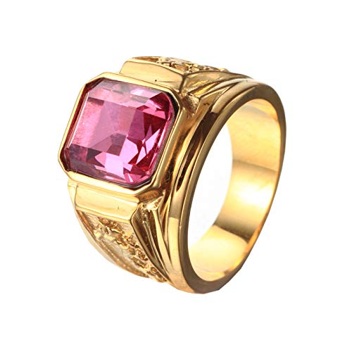 Herren Edelstahl Drachen Muster Einfache Quadratische Edelstein Ringe Band von Generic