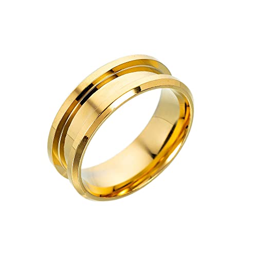 Herren Edelstahl Einfaches Design Ringe Geriffelter Abgeschr盲gter Ring Pers枚nlichkeitsschmuck von Generic