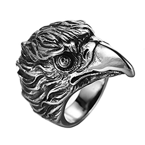 Herren Edelstahl Hawk Eagle Ring Band Vintage Biker Schwarz Silber von Generic