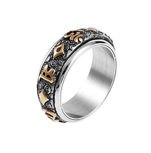 Herren Edelstahl buddhistischen Sechs Worte Mantra Schriften Spinner Ring von Generic