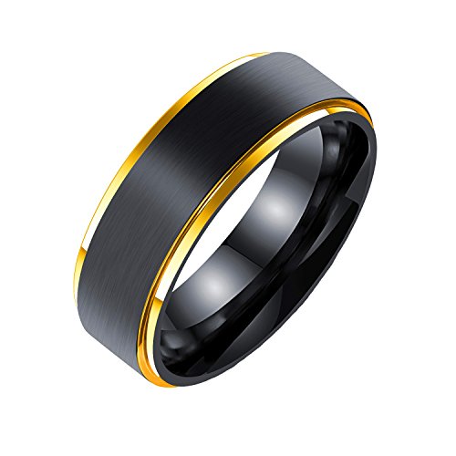 Herren-Ehering aus Edelstahl, 7 mm, minimalistisch, schwarz matt von Generic