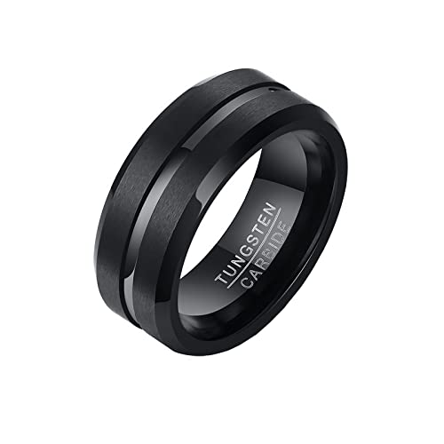 Herren-Ehering aus Wolframstahl mit Rillen, 8 mm Herren-Ehering aus Wolframstahl mit Rillen, 8 mm von Generic