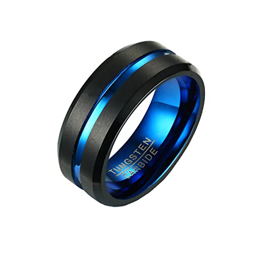 Herren-Ehering aus Wolframstahl mit Rillen, 8 mm von Generic