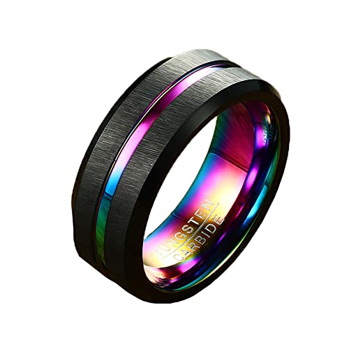 Herren-Ehering aus Wolframstahl mit Rillen, 8 mm Herren-Ehering aus Wolframstahl mit Rillen, 8 mm von Generic