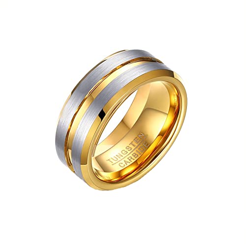 Herren-Ehering aus Wolframstahl mit Rillen, 8 mm Herren-Ehering aus Wolframstahl mit Rillen, 8 mm von Generic