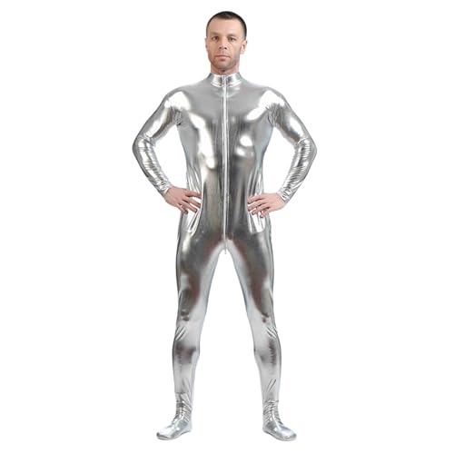 Herren Einteiler Bodysuit Ganzkörperanzug Langarm Jumpsuit Overall Tanz Trikot Ballettanzug Turnanzug mit Reißverschluss Karneval Kostüm Damen Faschingskostüme Mode von Generic