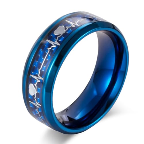 Herren-Elektrokardiogramm-Ring aus Kohlefaser und Titanstahl, einfacher und modischer Ring aus Kohlefaser von Generic