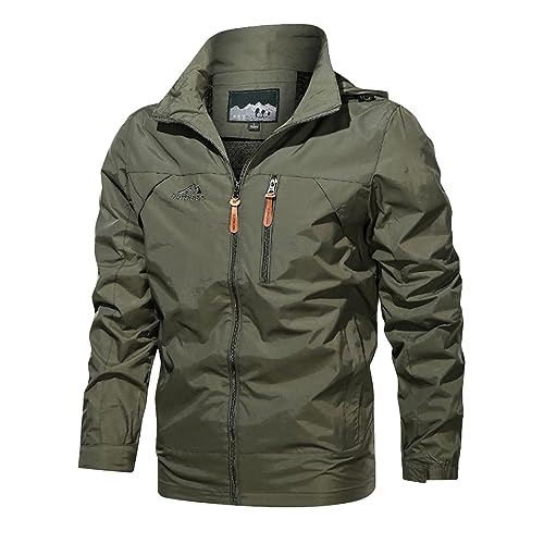 Herren Fahrradjacke - Men Softshell Jacke Windjacke Herren Leicht Sommer Revers Lang Mantel Warmer Mantel Gepolsterte Jacken mit Kapuze Leicht Outdoor Jacket von Generic