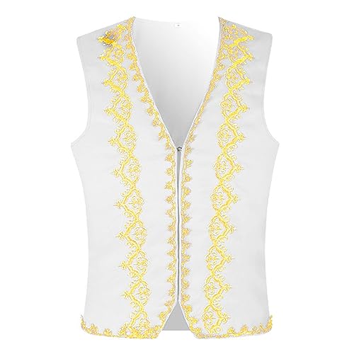 Herren Festliche Weste Arabischer Prinz Orient Sultan Gilet Ärmellos Open Front Jacke Goldene Borte Halloween Cosplay Outfits Cosplay Kostüm von Generic