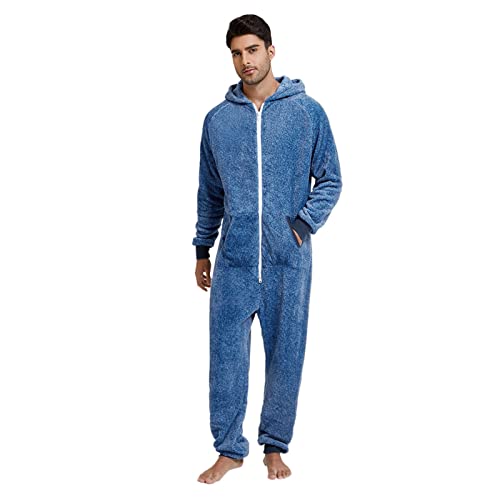 Herren Fleece Kapuzenpullover Schlafoverall Jumpsuit Onesie Mit Kapuze Jumpsuit Herren Kuschelig Schlafanzug Lang Schlafoverall Jumpsuit Herren von Generic