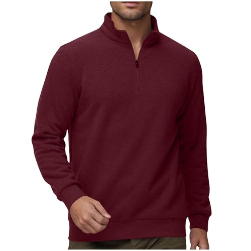 Herren Fleece Pullover Warm Winter Fleecepullover Microfleece Sweatshirt Halber Reißverschluss Tops Rollkragen Langarmshirt Einfarbig Winterpullover Große Größen Oberteile Leicht Pulli Arbeitspullover von Generic