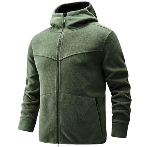 Herren Fleecejacke Military Outdoor Winddichte Jacke Herren Fleecejacke Winddichte Jacke Outdoor Trekking Winter mit Reißverschluss und Kapuze von Generic