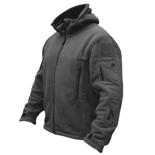 Herren Fleecejacke Military Outdoor Winddichte Jacke mit Kapuze von Generic