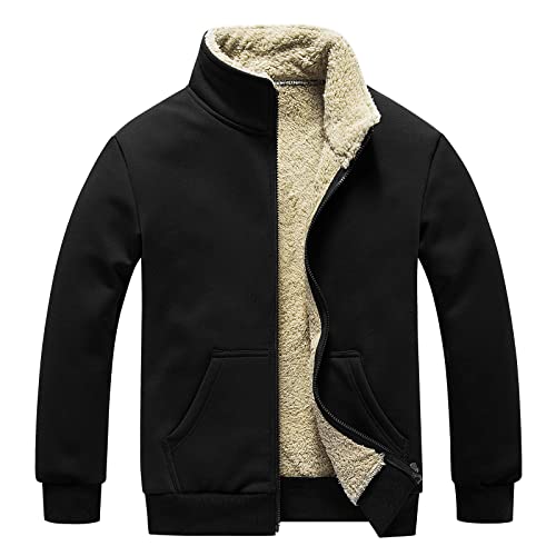 Herren Fleecejacke Stehkragen Winter Jacke Teddyfutter Warm Wintermantel Kuscheljacke Jacke Strickjacke Mit Fleece Innenseite Männer Freizeit Outdoorjacke von Generic