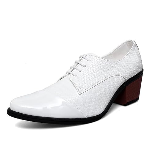 Herren Formelle Oxfords Leder Dressy Smoking Ballschuhe Für Lässige Hochzeit Büro,Weiß,42 EU von Generic