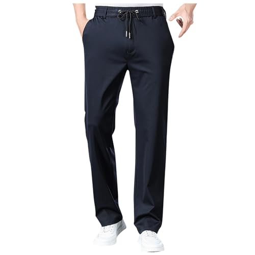 Herren Freizeithose Mode Stretch Jogginghose Schlichter Formell Business Hose Leicht Dünn Luftig Lässige Hosen Bequeme Weich Stoffhose Gerade Geschnitten Einfarbig Sporthose Mit Tunnelzug von Generic