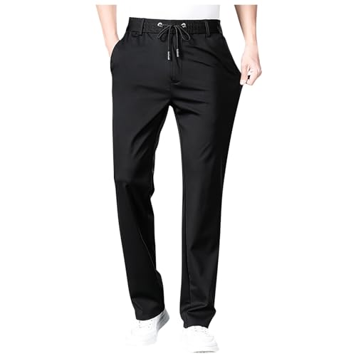Herren Freizeithose Mode Stretch Jogginghose Schlichter Formell Business Hose Leicht Dünn Luftig Lässige Hosen Bequeme Weich Stoffhose Gerade Geschnitten Einfarbig Sporthose Mit Tunnelzug von Generic