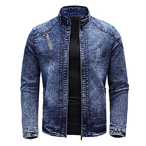 Herren Freizeitjacke Jeansjacke Sweatjacke Denim Jacke Übergangsjacke Style Jeans Jacket Freizeit Mantel Basic Stretch Kurz Mantel Verwaschen Mode Sportjacke College Jacke Männer Langarm von Generic