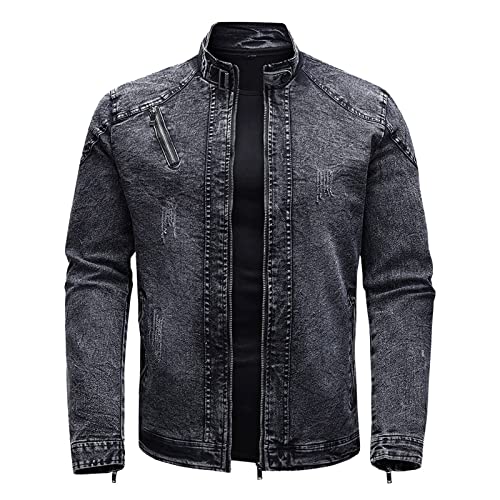 Herren Freizeitjacke Jeansjacke Sweatjacke Denim Jacke Übergangsjacke Style Jeans Jacket Freizeit Mantel Basic Stretch Kurz Mantel Verwaschen Mode Sportjacke College Jacke Männer Langarm von Generic