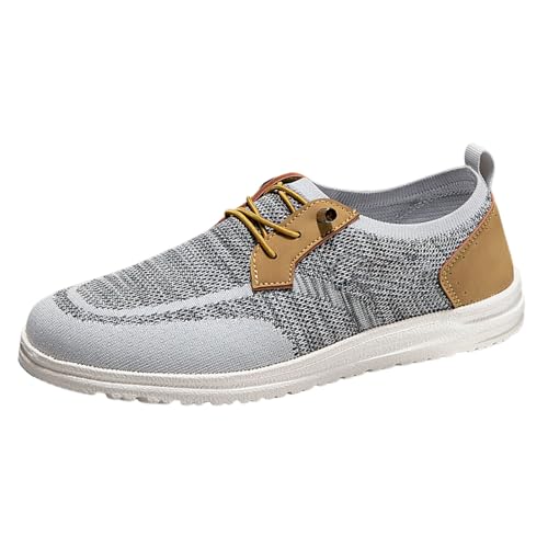 Herren Freizeitschuhe Leichte Canvas Slip On Sneaker Atmungsaktiv Bequem Übergröße Einfach Locker Bequemlichkeit (Grey, 50) von Generic