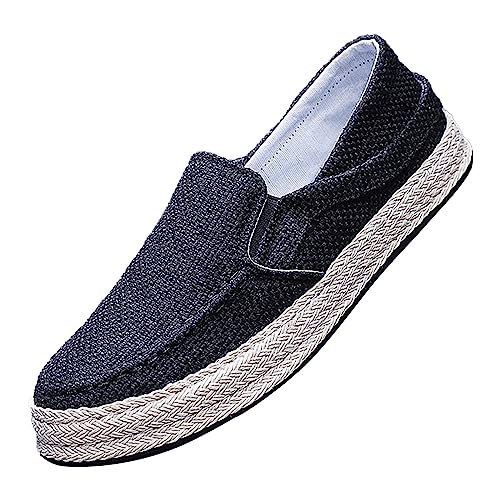 Herren Freizeitschuhe Leinwand Slip-On mit Dicker Sohle bequem für Frühjahr 2022 Trendmode Bequeme Alltagsschuhe (Black, 41) von Generic