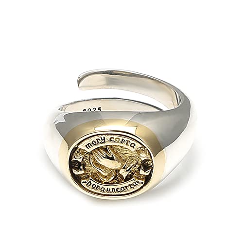 Herren Gebetshand S925 Sterling Silber Ring, Vintage Mode offener Gebetsring,Silber,11 von Generic